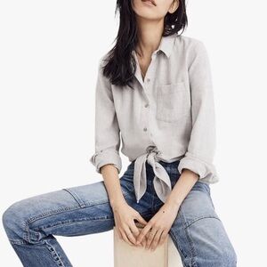 MADEWELL Flannel Tie-Front Shirt